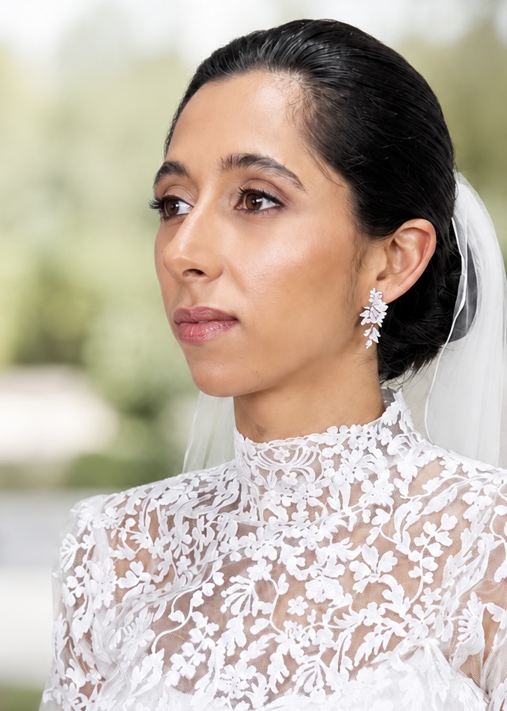 Destination bride profile in olive grove light